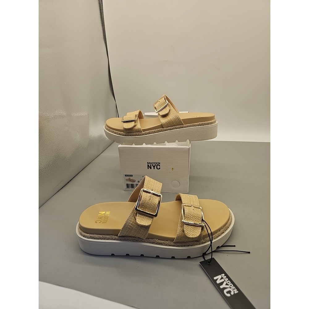Steve Madden NYC Women's Platform Sandals, Tan Raffia, Women's Size 10 New